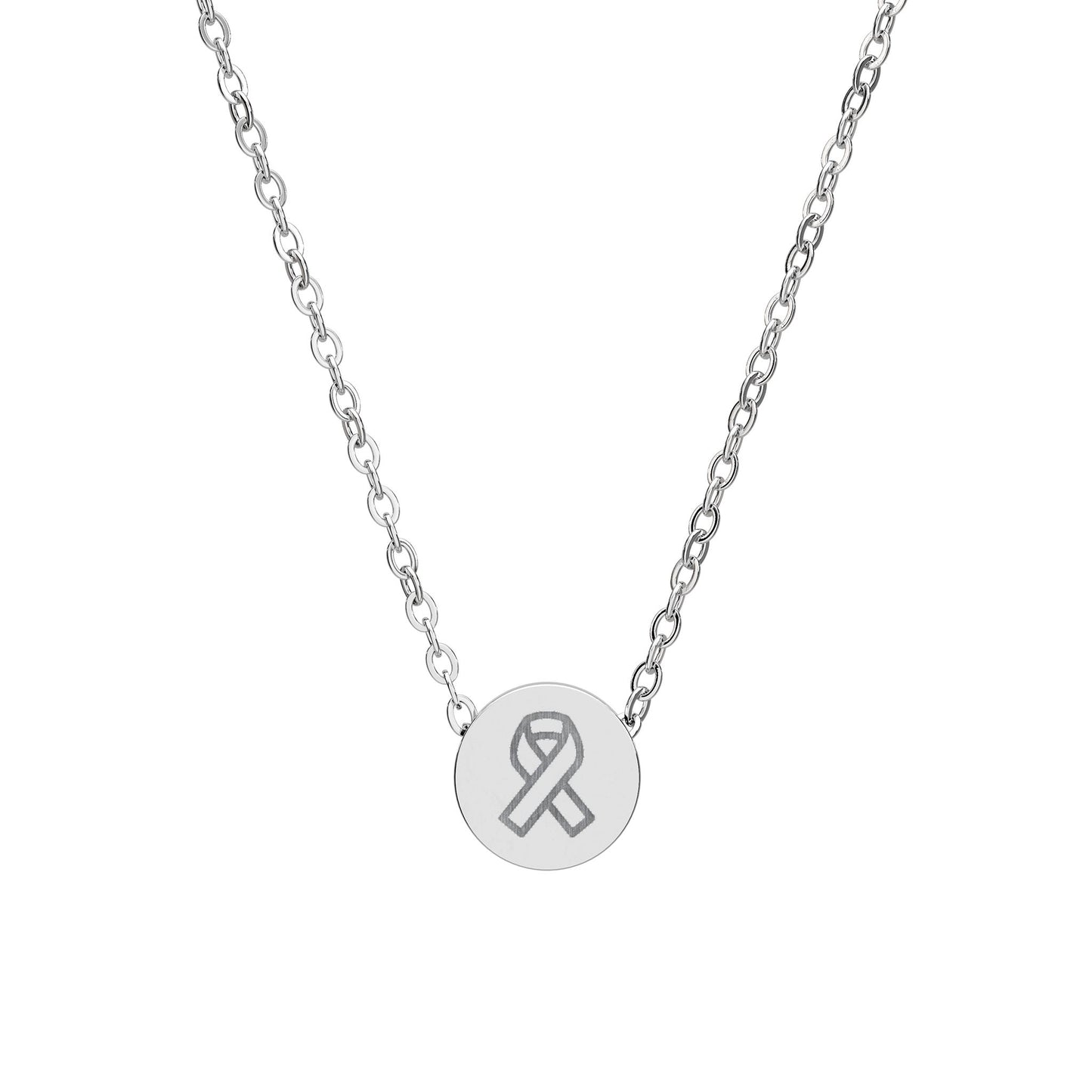 Engraved Mini Circle Necklace — Ribbon Pendant