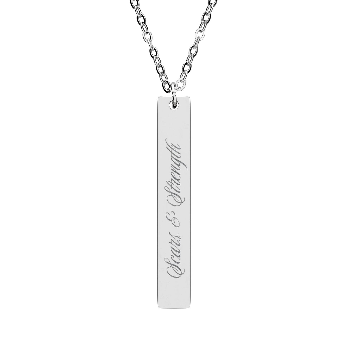 Scars & Strength - Engraved Vertical Bar Necklace