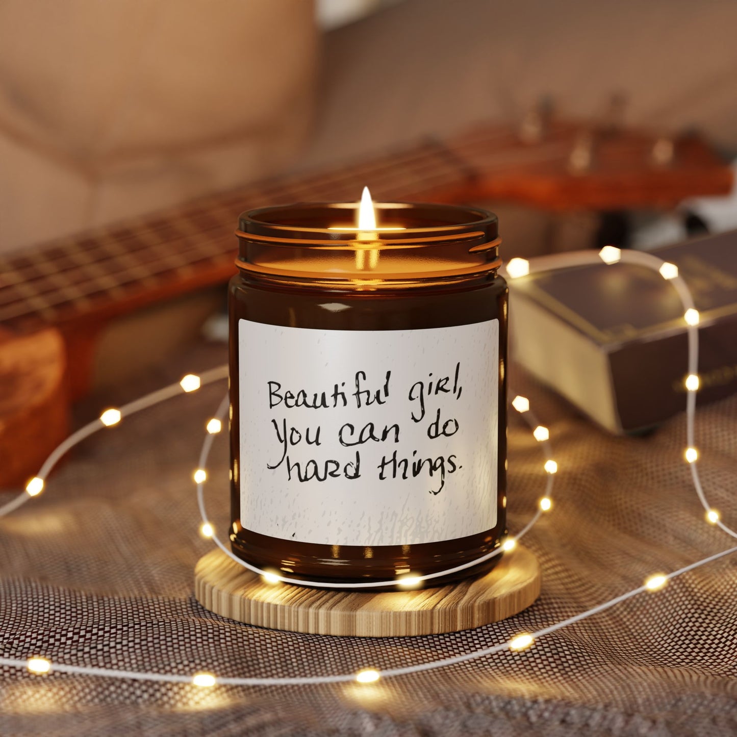 Beautiful Girl You Can Do Hard Things Scented Soy Candle – Relaxing Gift for Self-Care, Home Decor, Mindfulness, Cocoa, Burn for Motivation