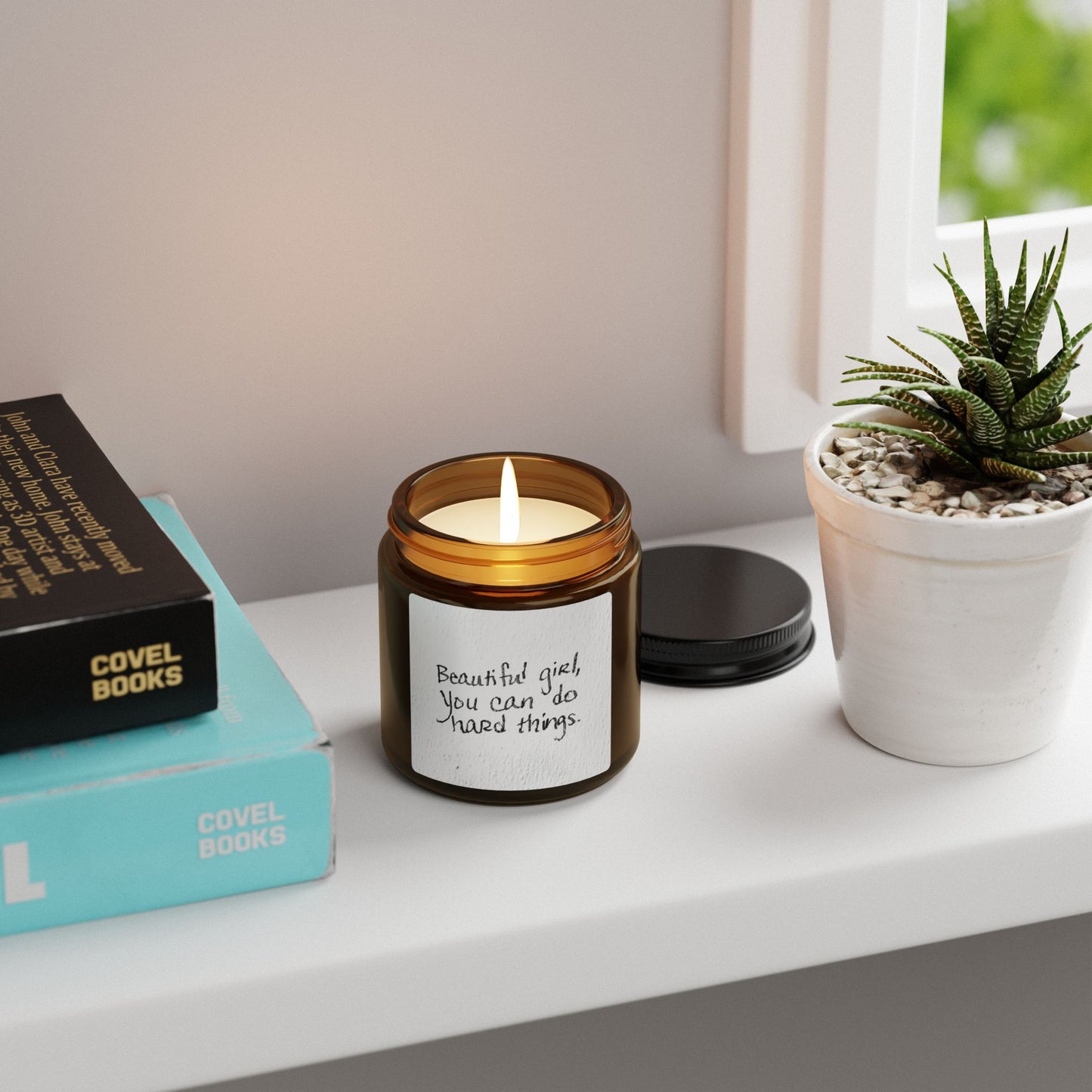 Beautiful Girl You Can Do Hard Things Motivational Amber Soy Candle
