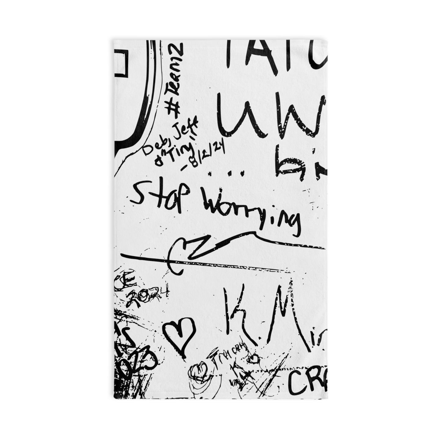 Stop Worrying Artistic Hand Towel, Motivational Home Decor, Unique Gift Idea, Kitchen Accessory, Positive Quote Towel