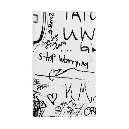 Stop Worrying Artistic Hand Towel, Motivational Home Decor, Unique Gift Idea, Kitchen Accessory, Positive Quote Towel