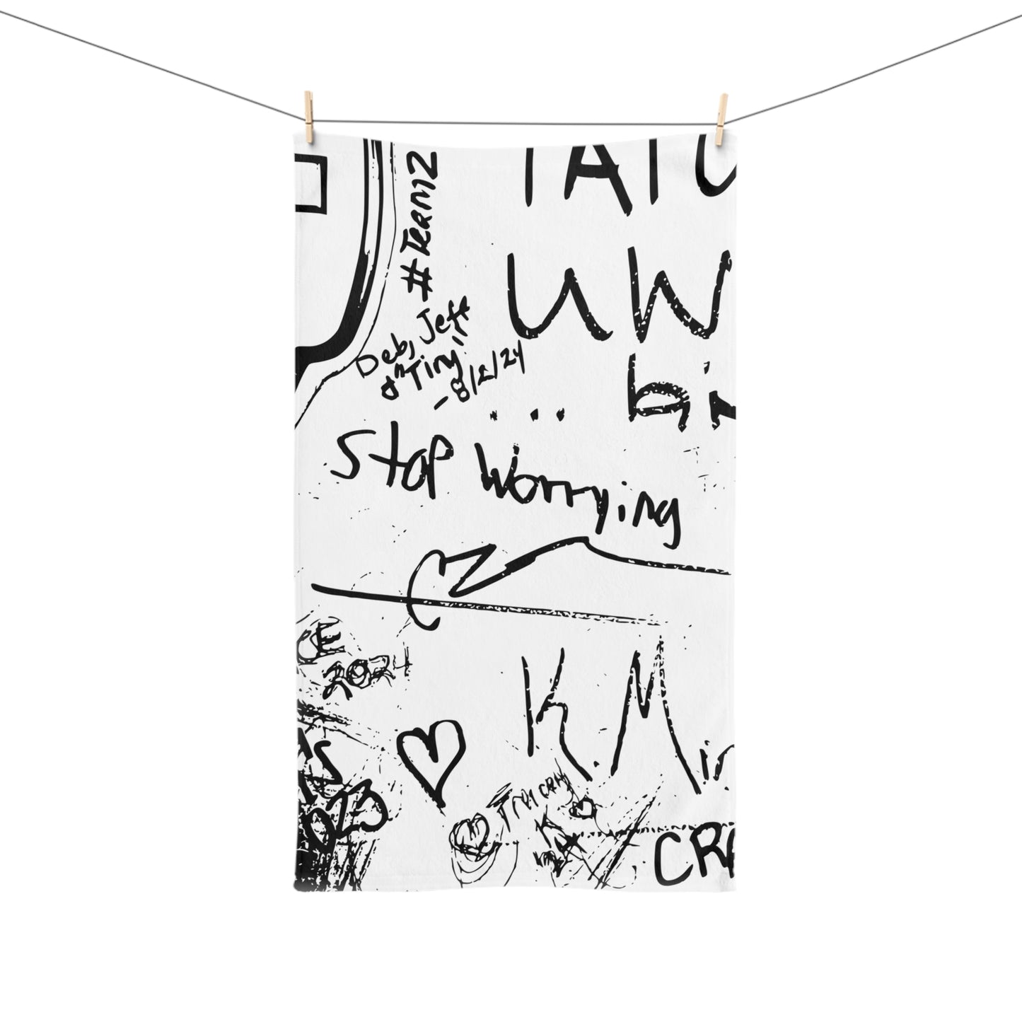 Stop Worrying Artistic Hand Towel, Motivational Home Decor, Unique Gift Idea, Kitchen Accessory, Positive Quote Towel