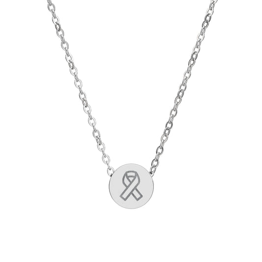 Engraved Mini Circle Necklace — Ribbon Pendant