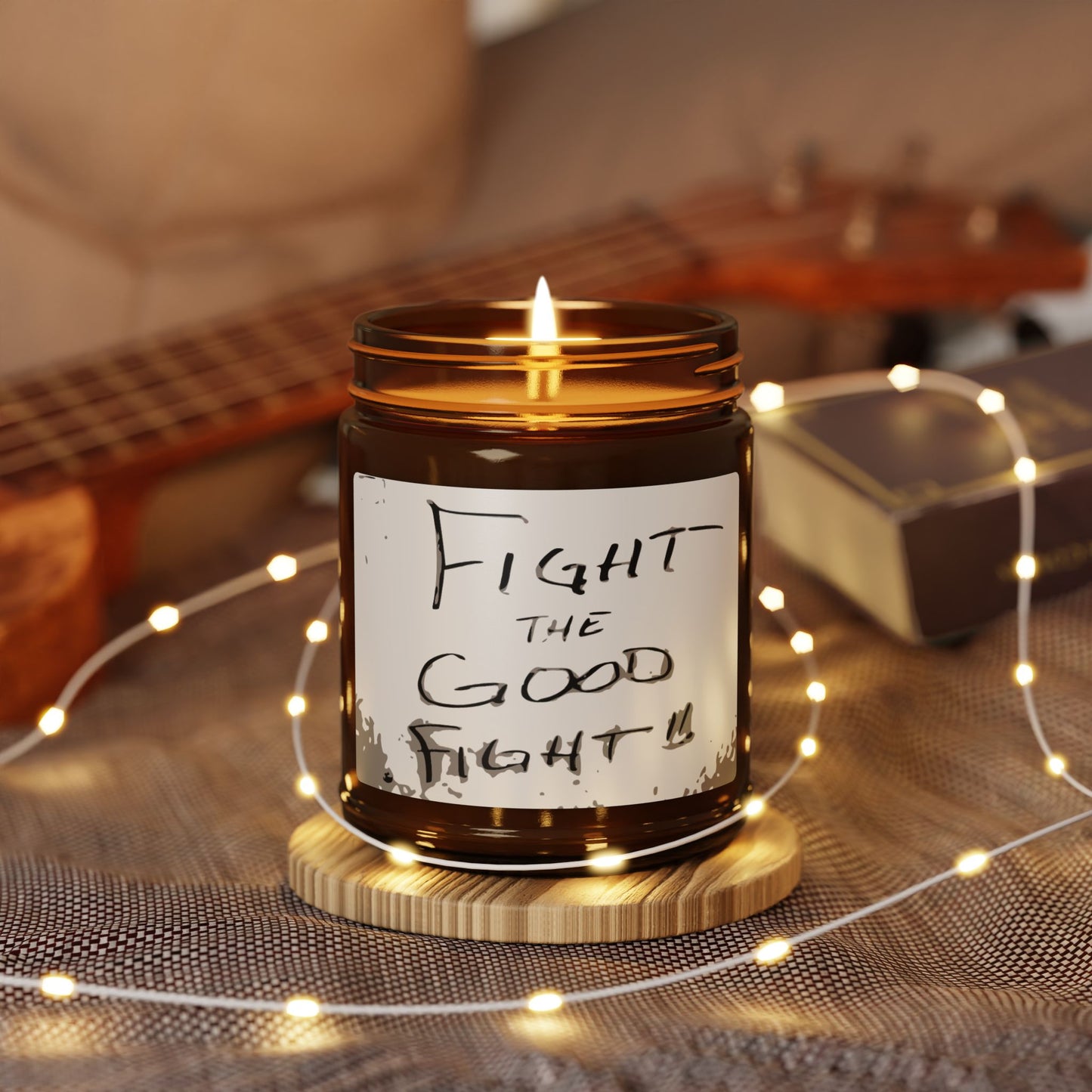 Fight the Good Fight Scented Soy Candle – Relaxing Gift for Self-Care, Home Decor, Mindfulness, Cocoa, Burn for Motivation
