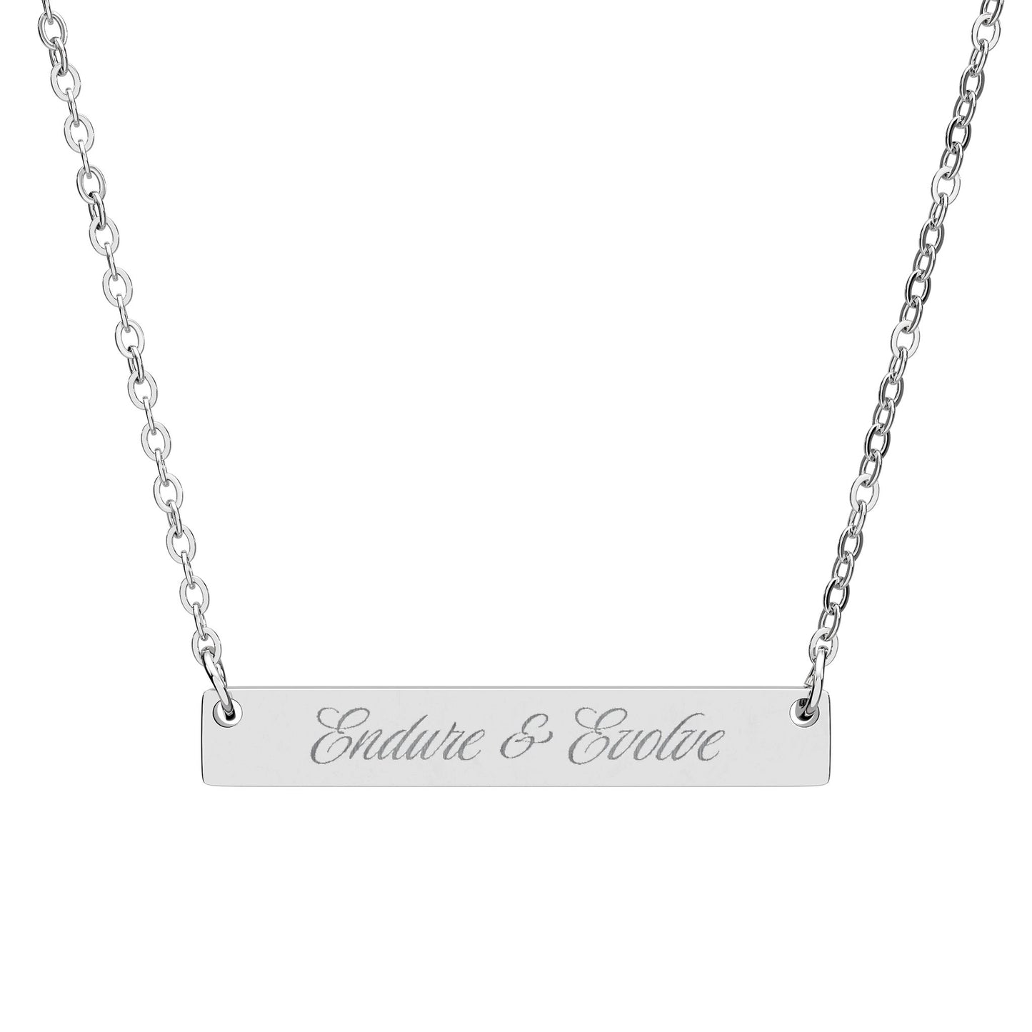 Endure & Evolve Engraved Horizontal Bar Necklace