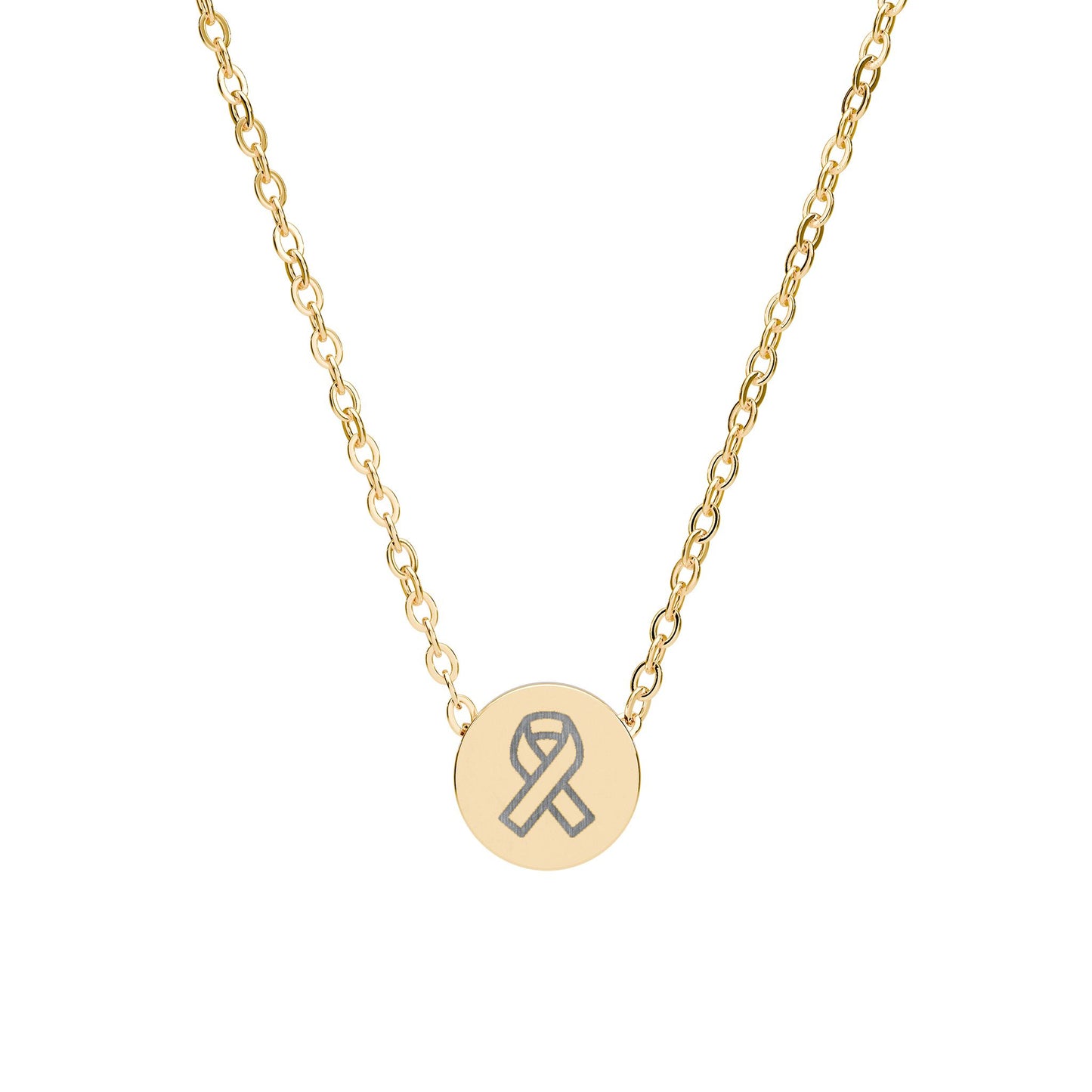 Engraved Mini Circle Necklace — Ribbon Pendant
