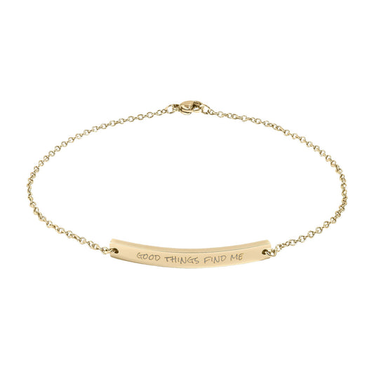 Good Things Find Me Engraved Curved Bar Anklet