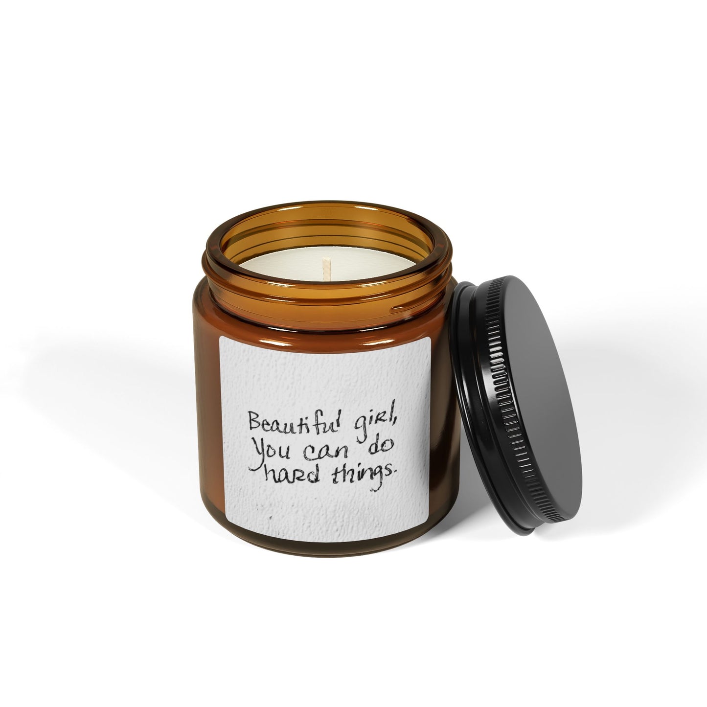 Beautiful Girl You Can Do Hard Things Motivational Amber Soy Candle