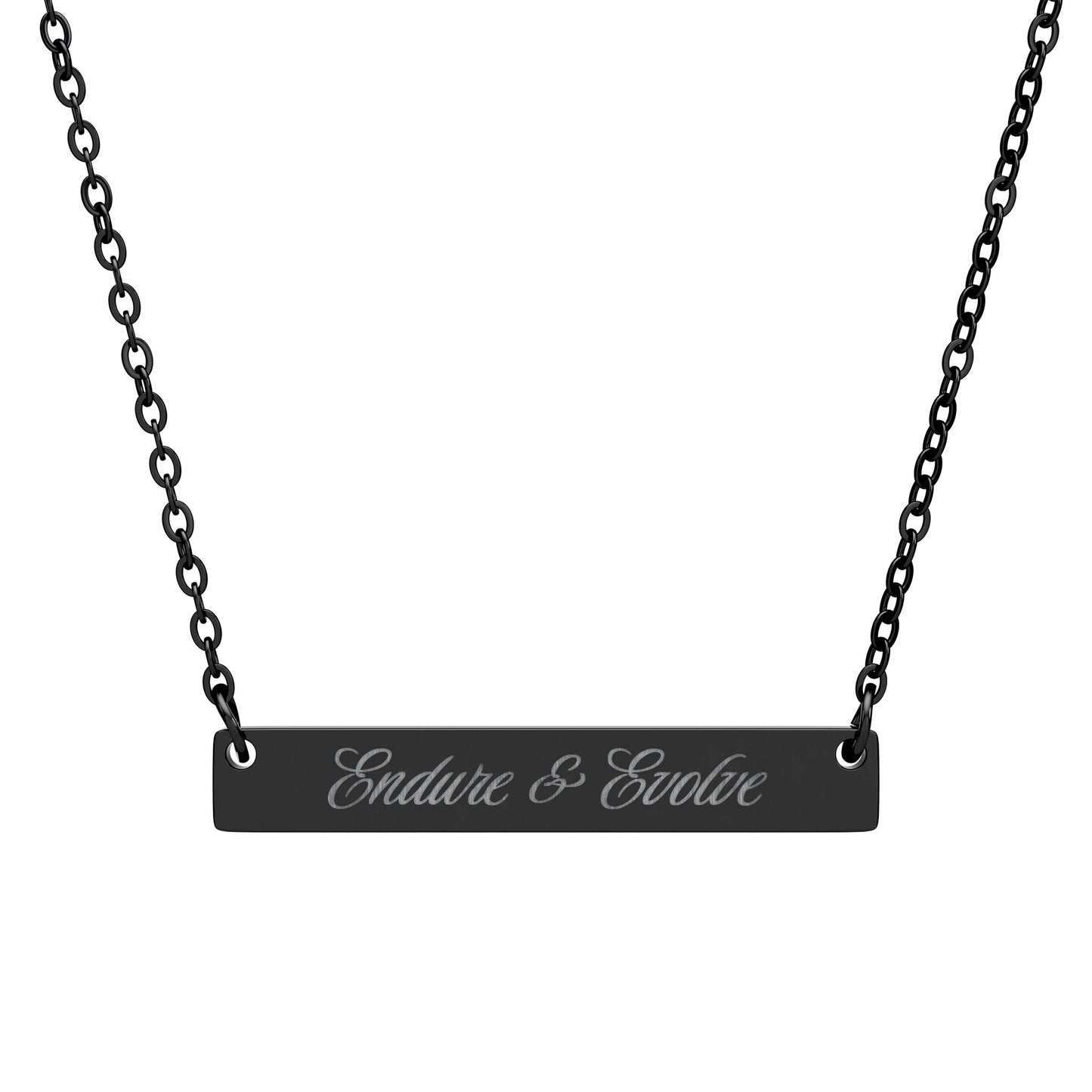 Endure & Evolve Engraved Horizontal Bar Necklace
