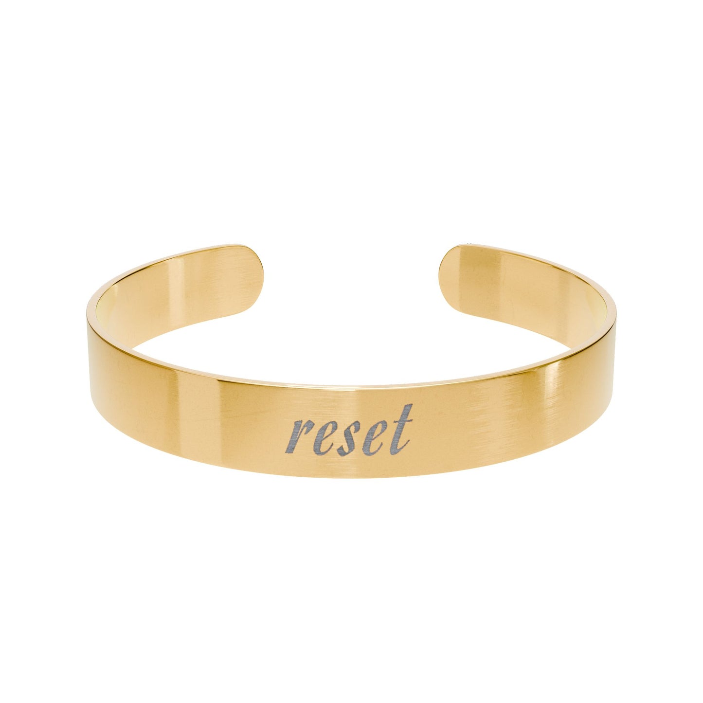 Reset - Motivational Engraved Gold Cuff Bracelet