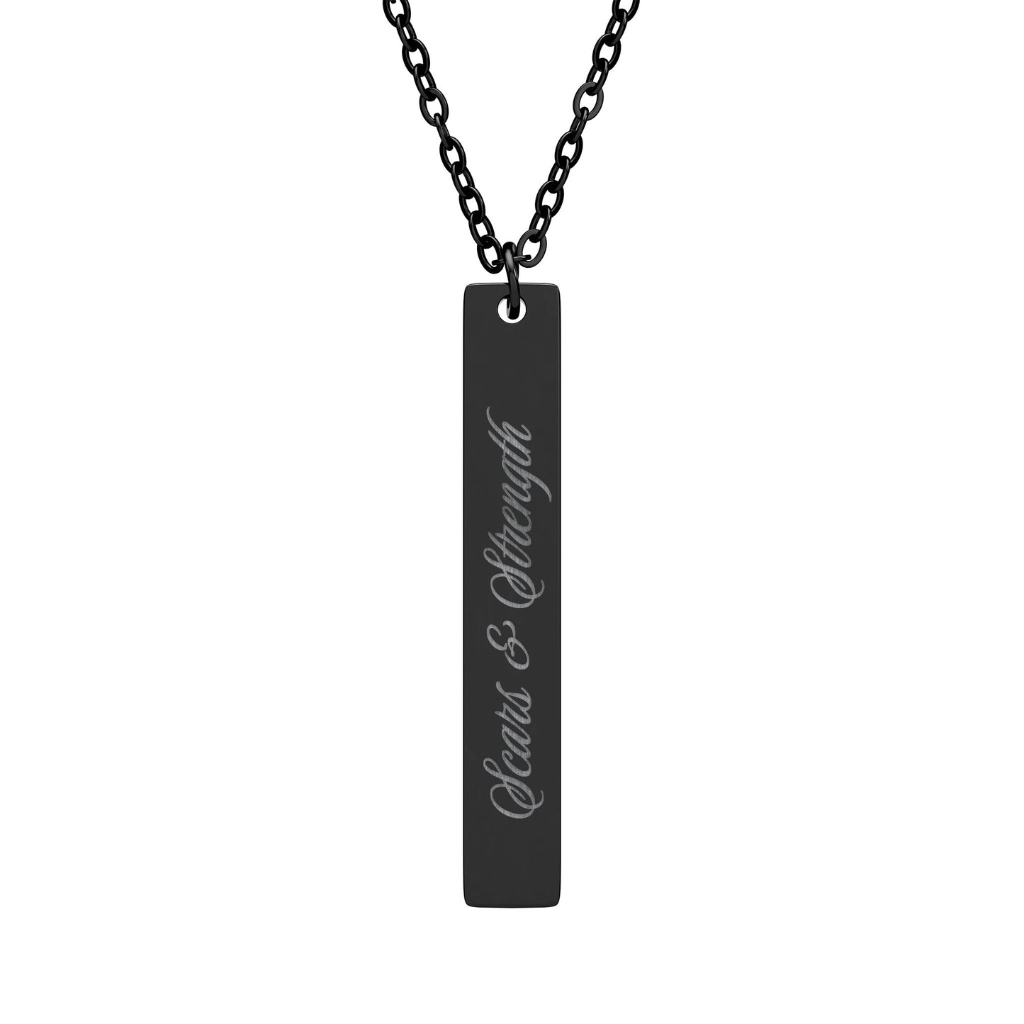 Scars & Strength Engraved Vertical Bar Necklace