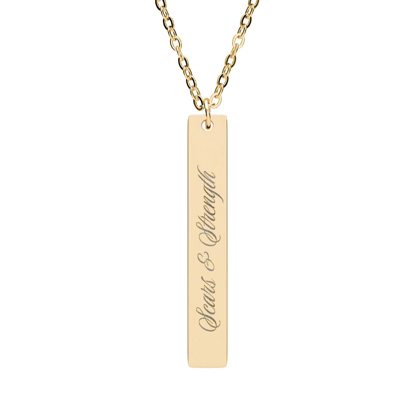 Scars & Strength Engraved Vertical Bar Necklace