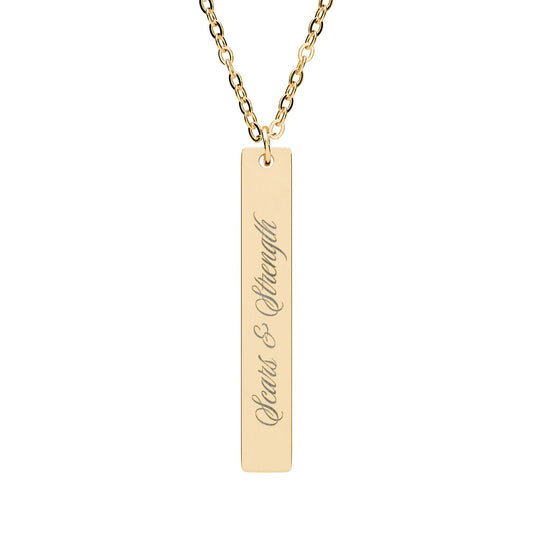 Scars & Strength Engraved Vertical Bar Necklace