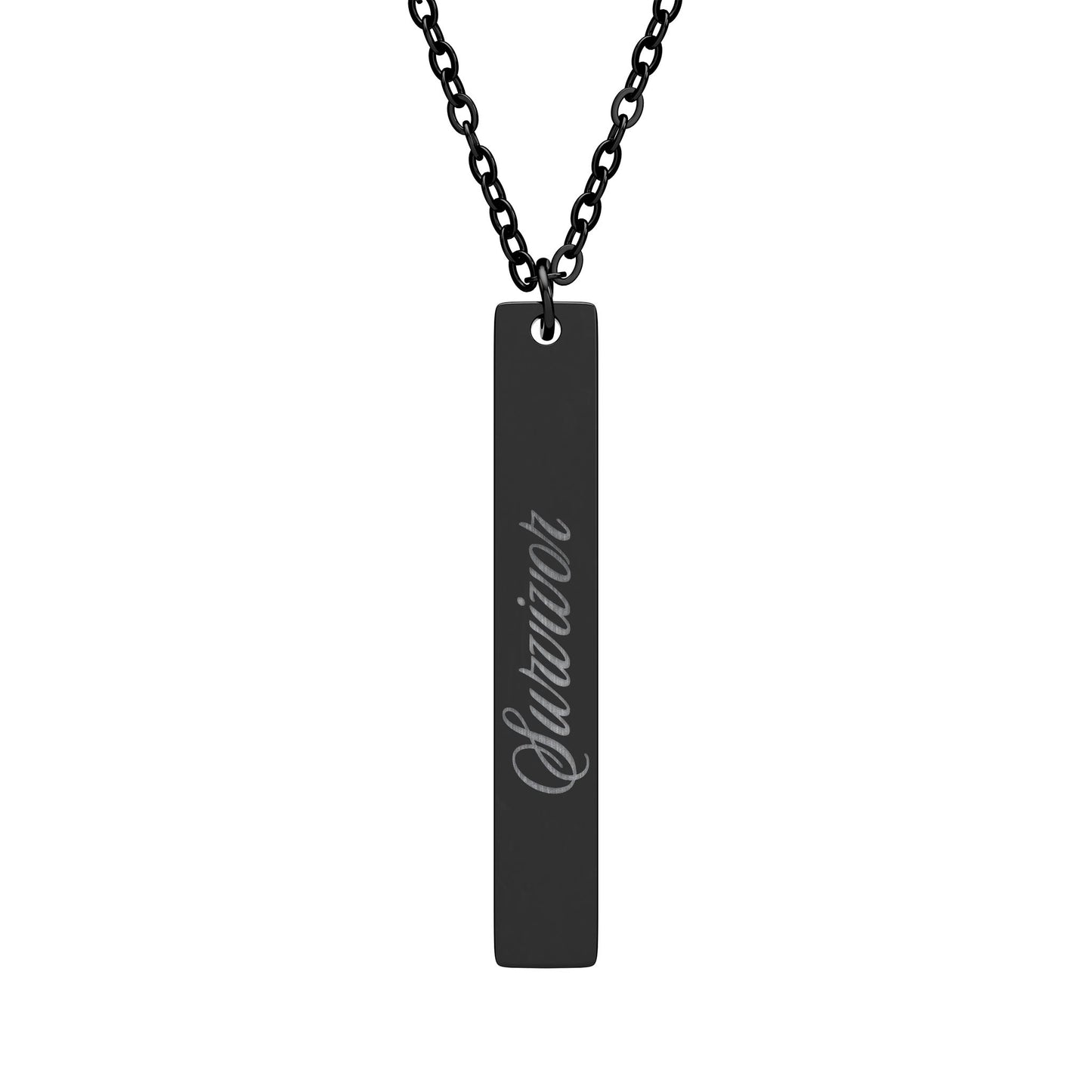 Survivor Engraved Vertical Bar Necklace